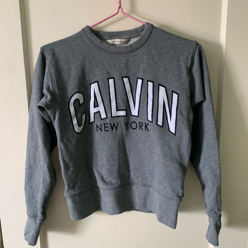 Calvin Klein Jeans Gray Crewneck Sweatshirt with Bold Logo